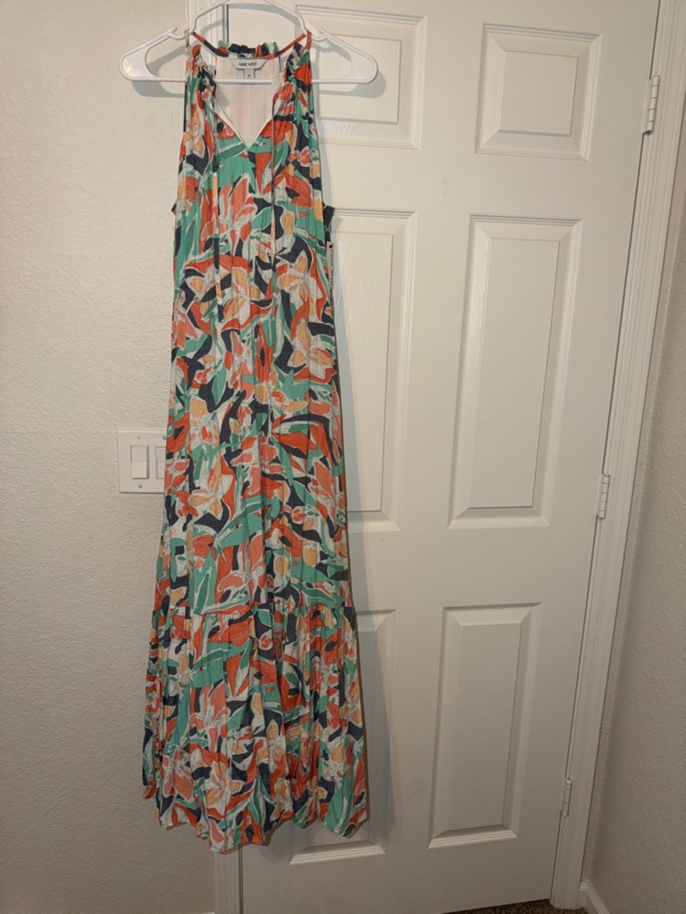 Nine West Floral Maxi Dress in Coral, Mint, Navy, White